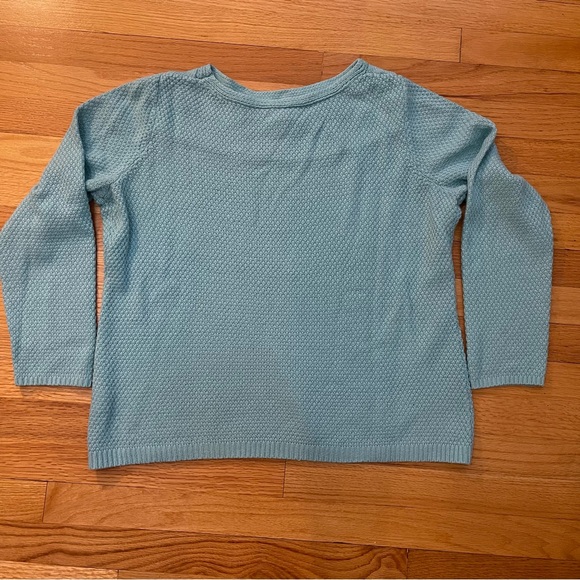 Women's Pullover Sweater Boat Neck Cable Yoke Tuck-Stitch Teal Acrylic Lg Soft - Picture 2 of 7